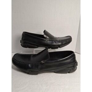 REACTION KENNETH COLE Mens Black Leather Driving Moccasins Loafers Shoes 11.5M